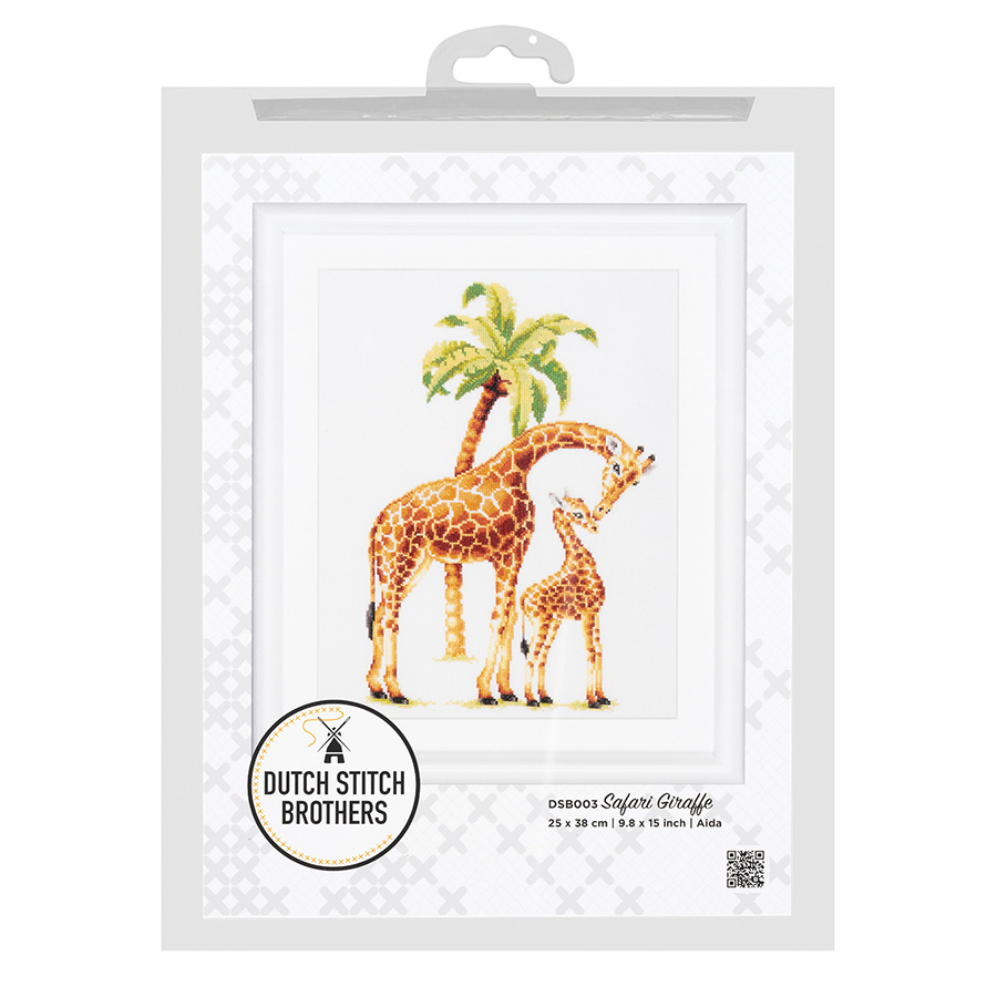 kit ricamo a punto croce - Safari con le giraffe - Dutch Stitch Brothers