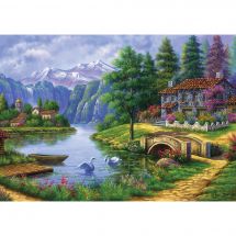 puzzle - Art Puzzle - Villaggio lago - 1500 pezzi