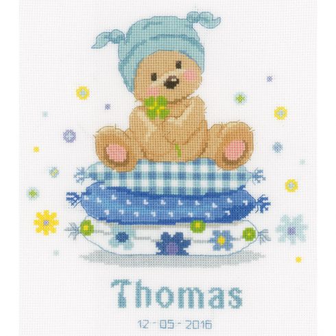 Set per punto croce Permin Orso con bambini, schema per il conteggio,  16x21cm,, € 23,09