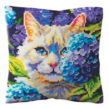 Kit cuscino fori grossi - Collection d'Art - Gatto tra le ortensie