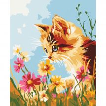 Kit di pittura per numero - Wizardi - Gattino tra i fiori